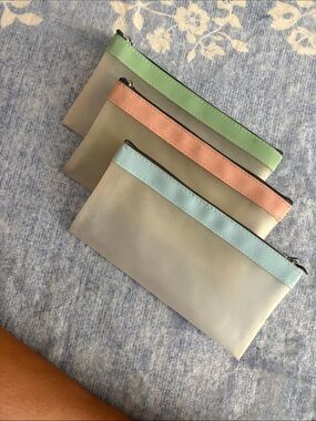Amazon Pastel Zip Pouch Set - Mint, Peach, Sky Blue Trim